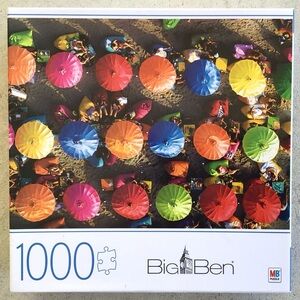 Big Ben Puzzle 1000 Pieces COMPLETE Colorful Umbrellas in Bali Beach Scene 2020